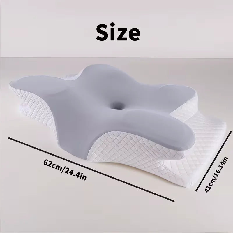 Cervical Pillow for Neck Pain Relief, Odorless Neck Pillows for Sleeping, Ergonomic Orthopedic Memory Foam Pillow with Pillowcase, Support Pillow for Side, Back, Stomach Sleepers-Grey