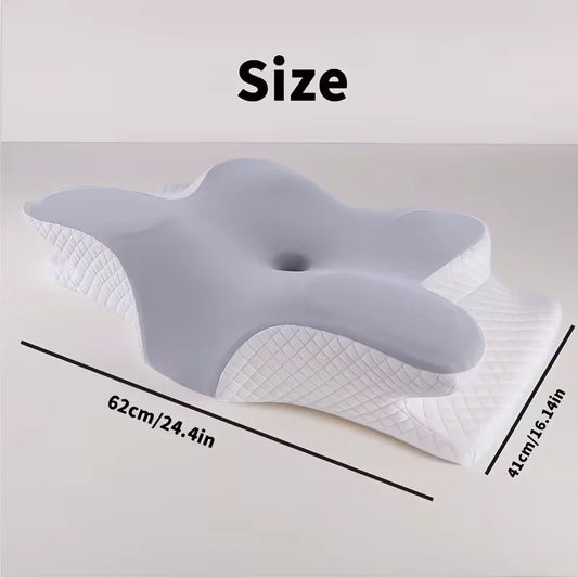 Cervical Pillow for Neck Pain Relief, Odorless Neck Pillows for Sleeping, Ergonomic Orthopedic Memory Foam Pillow with Pillowcase, Support Pillow for Side, Back, Stomach Sleepers-Grey